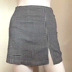 90s Gingham Navy & White Mini Skirt With Slit